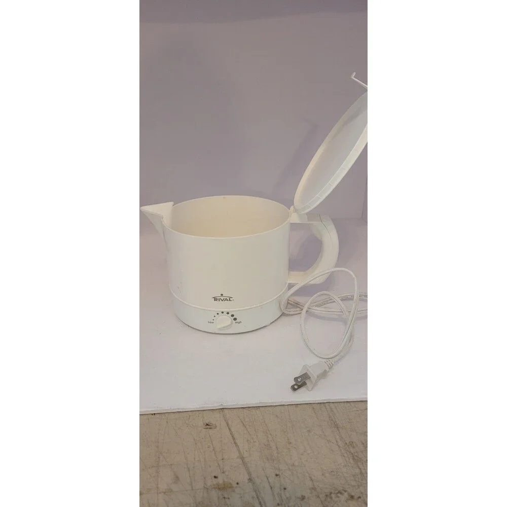 Vintage Rival Electric Hot Pot Express Flip Top White Plastic 32oz Tested Works